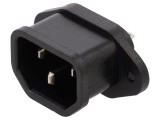Conector: alimentare AC; soclu; tată; 10A; 250VAC; C14 (E); lipire