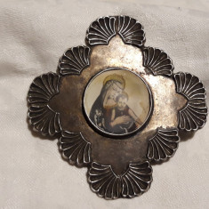 MEDALION PECTORAL argint FECIOARA MARIA cu PRUNCUL ISUS rar OPULENT exceptional