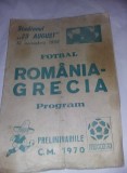 Program Fotbal preliminariile C.M.1970,ROMANIA-GRECIA,1969,MEXICO 70,T.GRATUIT