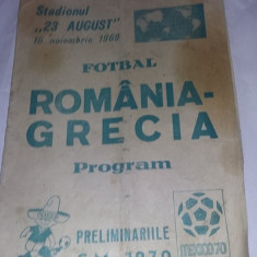 program Fotbal preliminariile C.M.1970,ROMANIA-GRECIA,1969,MEXICO 70,T.GRATUIT