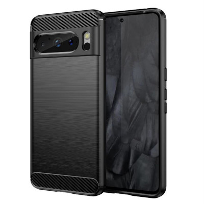 Husa telefon Google Pixel 8 Pro - Techsuit Carbon Silicone - Black foto