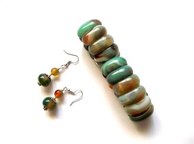 set bratara reglabila si cercei cu agate 45065 foto