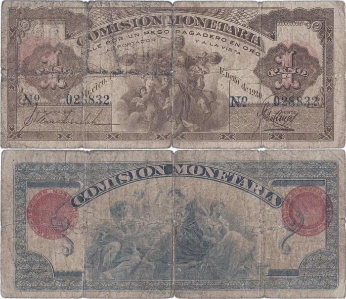 1920 (10 I), 1 peso (P-17) - Mexic