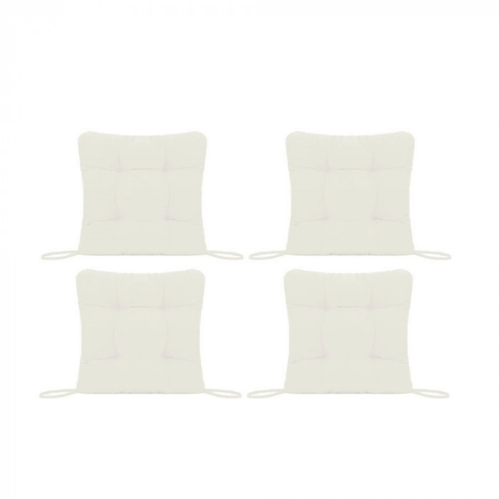 Set Perne decorative pentru scaun de bucatarie sau terasa, dimensiuni 40x40cm, culoare Alb, 4 buc/set