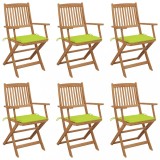 vidaXL Scaune grădină pliabile, cu perne, 6 buc., lemn masiv de acacia 3065472