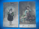 HOPCT 1840 COPII-ROMANTICA-FRANTA-LOT 2 CARTI POSTALE VECHI-CIRCULATE