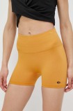 Rip Curl pantaloni scurți de antrenament culoarea galben, neted, high waist