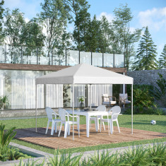 Outsunny Pop Up Foisor 2,45 x 2,45 m rezistent la apa cu franghii si cuie de otel si tesatura Oxford alba