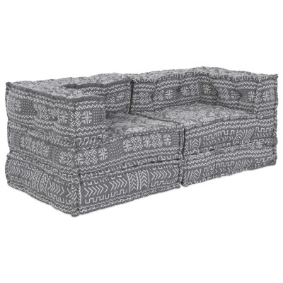 vidaXL Canapea modulară cu 2 locuri, pouffe convertibil, din material gri deschis foto