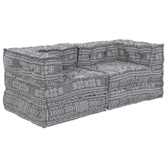 vidaXL Canapea modulară cu 2 locuri, pouffe convertibil, din material gri deschis