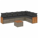 Cumpara ieftin Set canapele de gradina cu perne, 8 piese, gri, poliratan