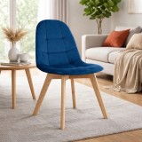 Cumpara ieftin Scaun bucatarie/living, Artool, Bora, catifea, lemn, albastru, 44.5x54x81.5 cm