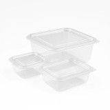 Caserol PET 1000 cc cu capac nalt ECO, transparent Set 100 buc