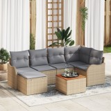vidaXL Set de Canapea pentru Grădină 7 pcs Bej, gri deschis Mare