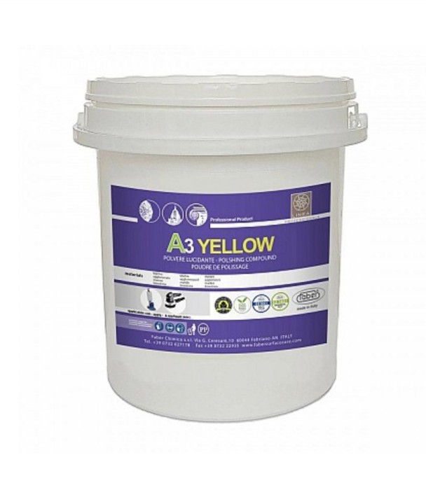 Pudra de lustruit umeda A3 Yellow, 5kg Faber, pentru marmura, calcar, travertin si aglomerate