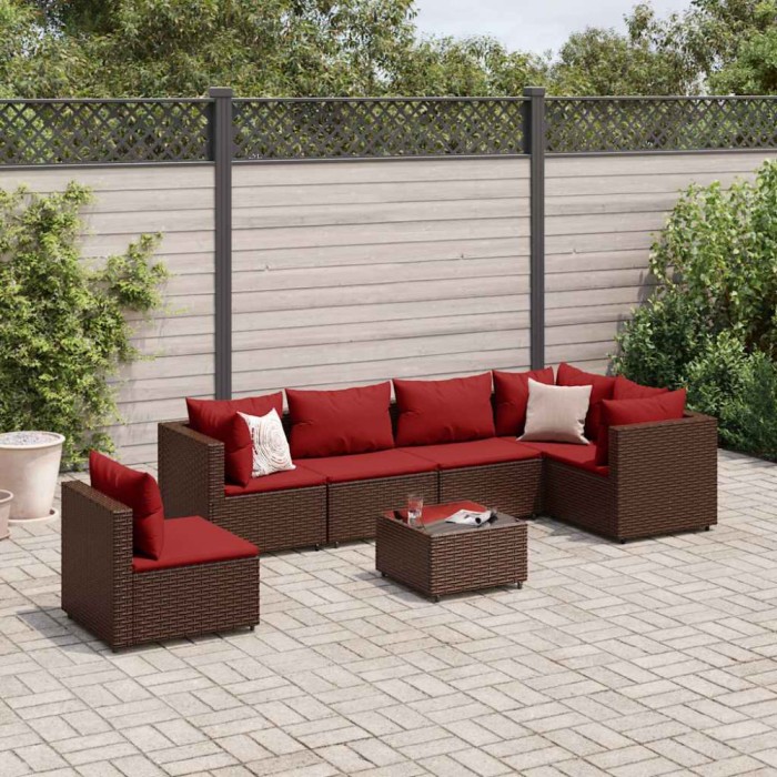 vidaXL Set mobilier de grădină cu perne, 7 piese, maro, poliratan 3308181