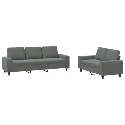 Set de canapele, 2 piese, gri inchis, material textil foto