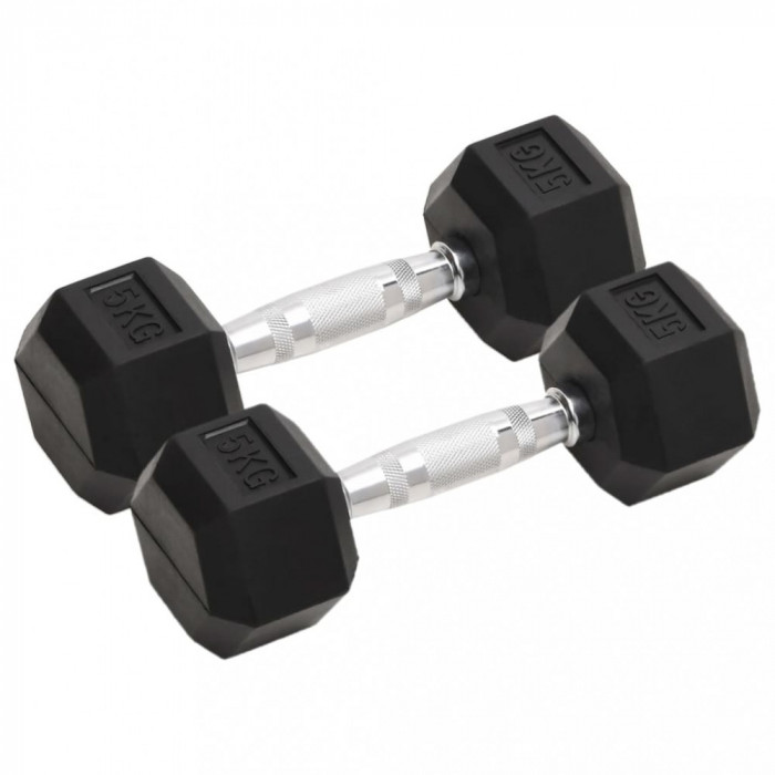 vidaXL Gantere, 2 buc., 10 kg, total fontă