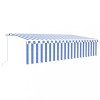 Copertina retractabila manual cu stor&amp;LED, albastru&amp;alb, 6x3 m