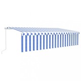 Cumpara ieftin Copertina retractabila manual cu stor&amp;LED, albastru&amp;alb, 6x3 m