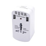 Adaptor universal pentru priza UK/US/EU, 2 x USB 2.1 A, Alb