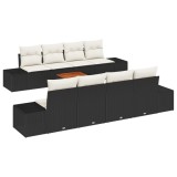 vidaXL Set Canapea de Grădină 7 pcs Negru, alb 55 x 55 x 37 cm