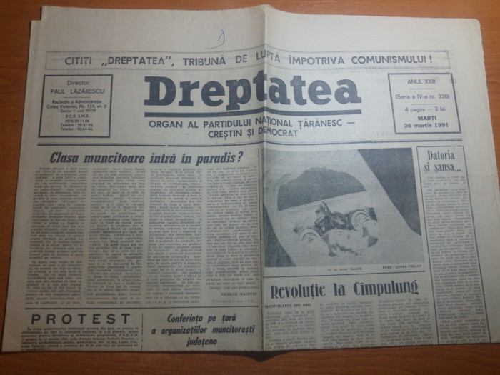 dreptatea 26 martie 1991-clasa muncitoare intra in paradis ?