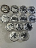 LOT 13 MONEDE ARGINT 999 - 1 Dollar Australia - Perth Mint 3 Bird of Paradise, 2 Lunar, 5 Kookaburra, 3 Koala - 1 Uncie - 1992, 2016, 2017, 2018, 2019