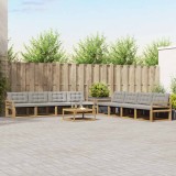 vidaXL Set de canapele de exterior 9 pcs Alb și gri deschis 3388541