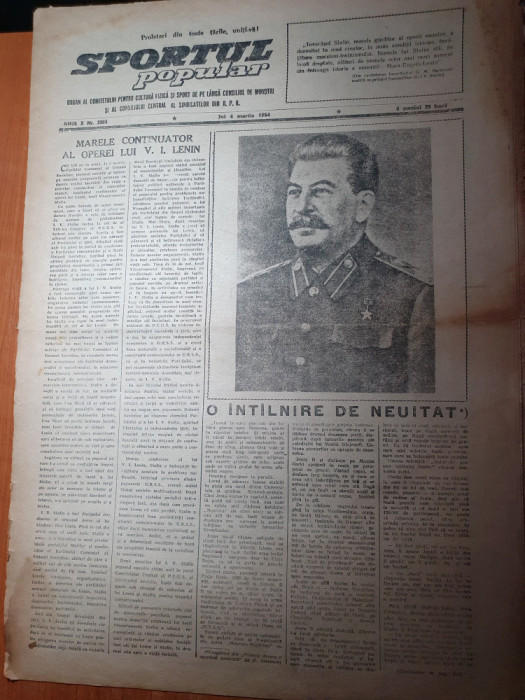 sportul popular 4 martie 1954-un an de la moartea lui stalin,inter. bazil marian