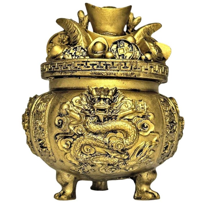 Vasul abundenței cu dragon, remediu pentru bani, 11 cm