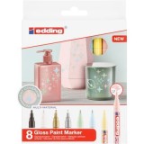 Set Marker Edding 751 cu vopsea, corp metalic, varf rotund, 1-2 mm, set 8 culori gloss pastel