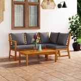 Gossi set mobilier de gradina cu perne, 4 piese, lemn masiv de acacia