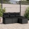 Set canapea gradina Gossi 4 piese cu perna negru ratan poliester, canapea gradina Gossi 2 locuri cu spatiu de stocare &amp; perne negru ratan poliester