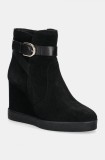 Geox cizme din piele &icirc;ntoarsă D ELIDEA WEDGE femei, culoarea negru, toc pana, D46VQA 02243 C9999