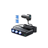 Joyroom 9&icirc;n1 &icirc;ncărcător auto 154W - 5x USB / 1x USB tip C / 3x priză brichetă, Power Delivery / Quick Charge / PPS / AFC / FCP, negru (JR-CL06)