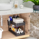 Organizator multifunctional pentru chiuveta cu recipient de depozitare glisant,