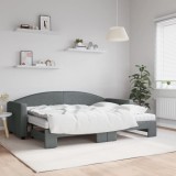 VidaXL Pat de zi cu extensie și saltele, gri &icirc;nchis, 80x200 cm, textil