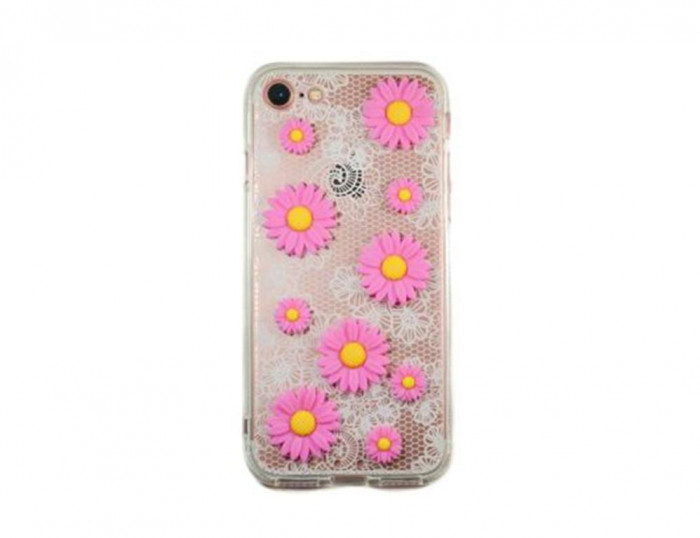 Husa Silicon Samsung Galaxy S6 Edge g925 Pink Daisy