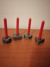 4x suport lumanare miniatura forme geometrice din piatra verde Lagerhaus Suedia foto