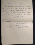 Scrisoare scrisa si semnata de istoricul de teatru Ioan Massoff/ destinatarul este marele regizor Sica Alexandrescu