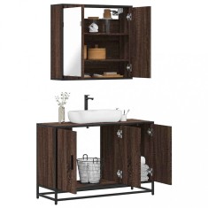 vidaXL Set mobilier de baie, 2 piese, stejar maro, lemn prelucrat 3300894