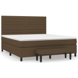 Cumpara ieftin Pat box spring cu saltea, maro inchis, 160x200 cm, textil