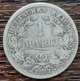 (A436) MONEDA DIN ARGINT GERMANIA - 1 MARK 1881, LIT. D, NECURATATA, Europa