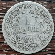 (A436) MONEDA DIN ARGINT GERMANIA - 1 MARK 1881, LIT. D, NECURATATA