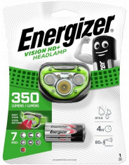 Lanterna frontala cu bareta Vision HD Energizer, 5 LED-uri, 3 baterii AAA, Verde/Gri Verde / Gri foto