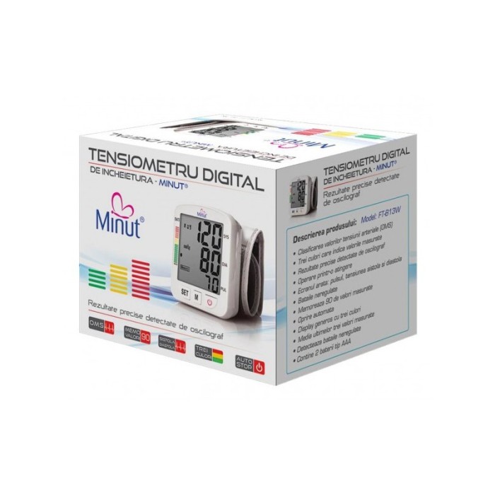 Tensiometru digital pentru incheietura mainii Minut, 90 valori masurate Tensiometru digital pentru incheietura mainii Minut, 90 valori masurate