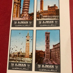 AJMAN, MONUMENTE - SERIE COMPLETĂ MNH IMPERF.