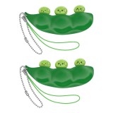 Set 2 Jucarii Antistres Pastaie Mazare Verde 6.5cm, Breloc, Silicon, Fete 3+ ani