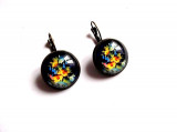 cercei sticla cu motiv floral 38097